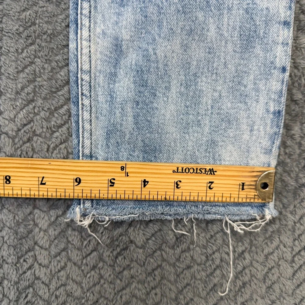 Hudson Jeans Mens 32x28 Distressed Light Wash Blue Denim Button Fly Raw Hem Moto